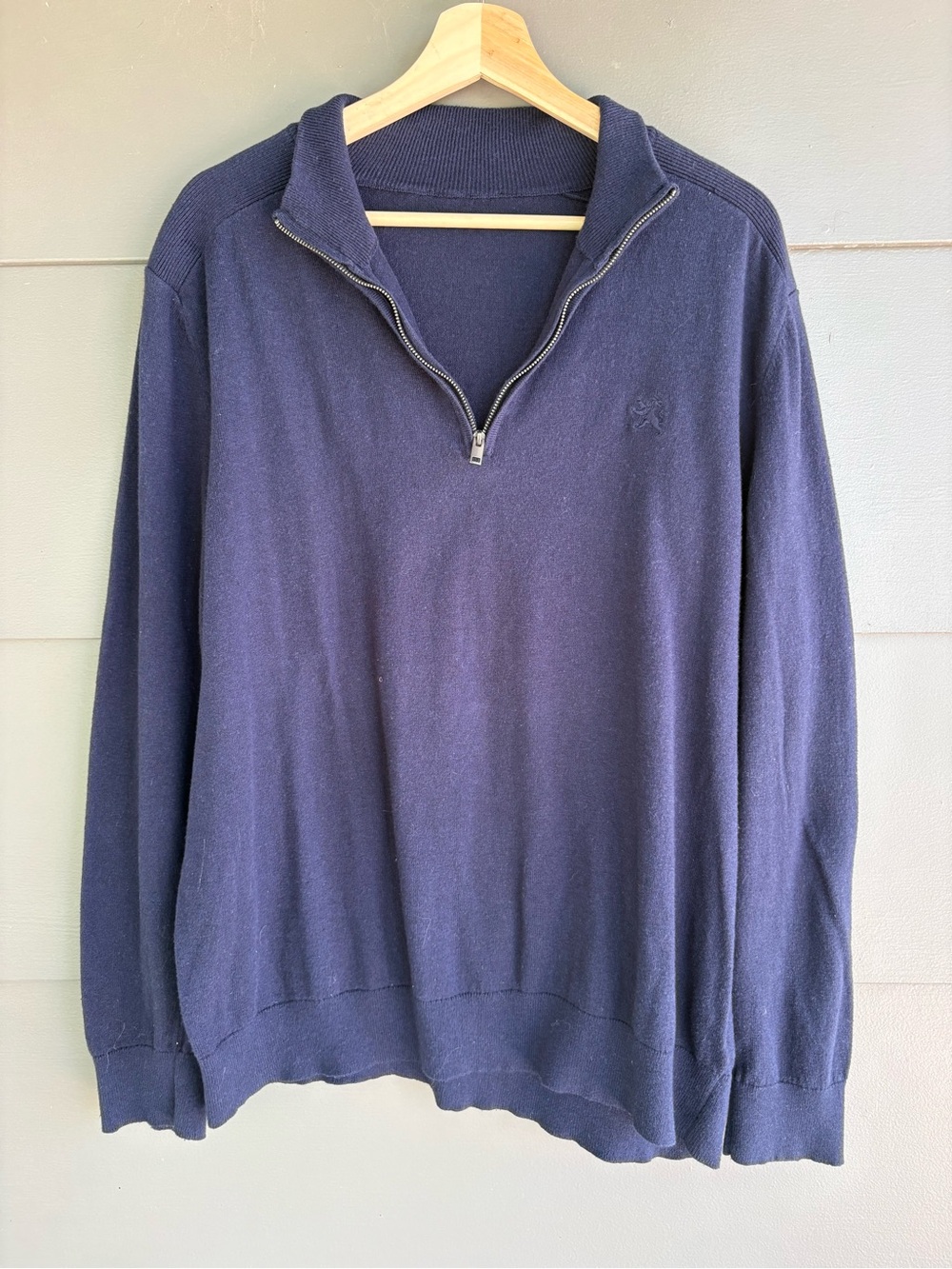 Navy Blue Knit Quarter Zip Pullover